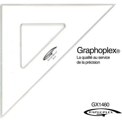 Graphoplex - Equerre 45° 3 bords droits 26 cm (1/2)