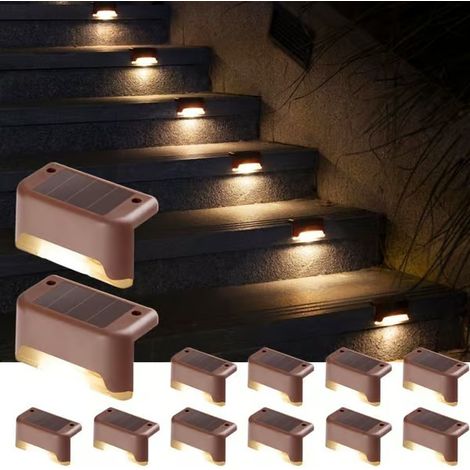Ensemble de 8 lampes solaires pour escaliers extérieurs, éclairage solaire extérieur, lampes solaires étanches (1/5)