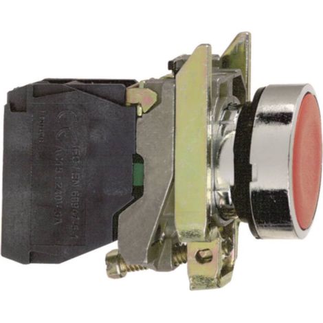 Schneider Electric – XB4BA21 – Bouton poussoir à impulsion étanche IP69 – Ø22mm – 1NO à vis – Métal robuste pour environnements exigeants