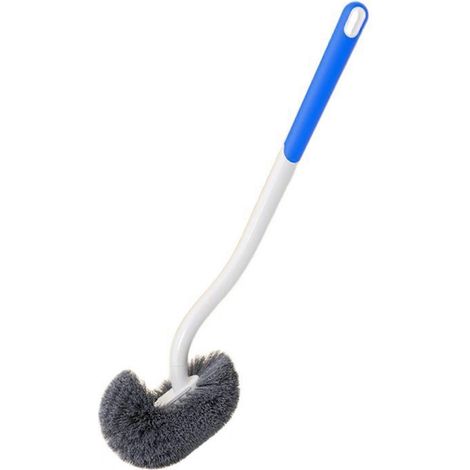 Brosse de toilette à long manche tête incurvée et poils durs pour un nettoyage en profondeur - Bleue (1/5)