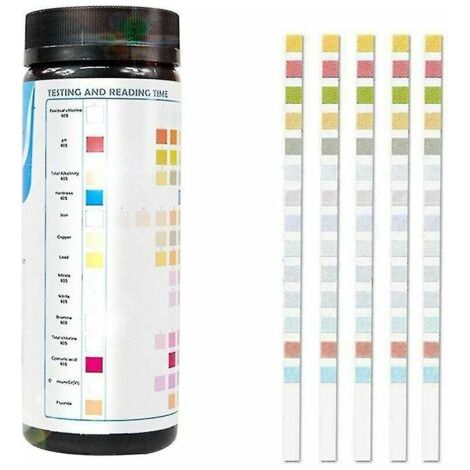 Kit de test d'eau potable 14-en-1 – Test pH, plomb, cuivre, fer, mercure, chlore – 50 bandelettes – Pour eau potable et puits (1/5)