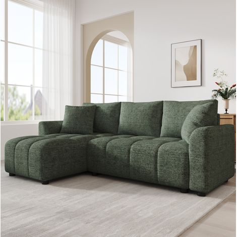 Ecksofa 204x127x82.5 cm grün Chenille mit reversibler Chaiselongue (1/5)