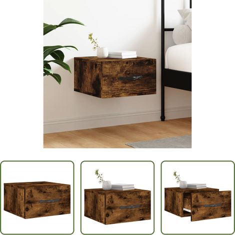 vidaXL Holz Nachttisch -  Wand-Nachttisch Räuchereiche 35x35x20 cm (1/5)