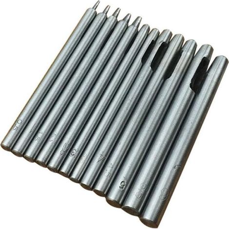 10 Pièces Emporte Pièce cuir, Poincon Creux Poinçon en Cuir Poinçon Creux en Acier Rond Set Outils de Perforation de Trou Creux de Cuir Pour Bracelet De Montre Ceinture 0.5mm-5mm (1/5)