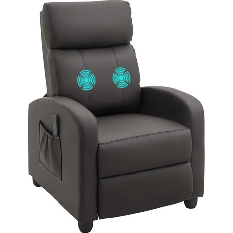 Entspannender Massagesessel mit Liegefunktion, 2 Vibrationsmotoren, Fernbedienung, Maße 68 x 88 x 98 cm, Farbe: Braun