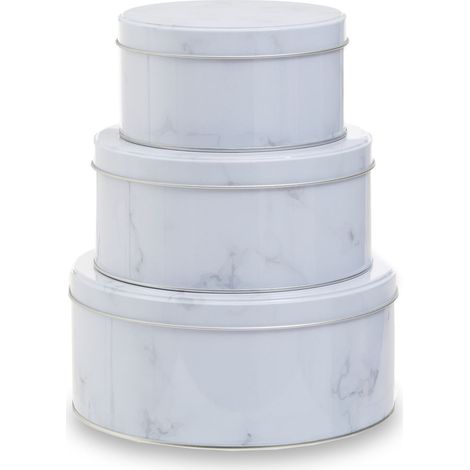 Premier Housewares Set of Three White Marble Effect Storage Tins (1/5)