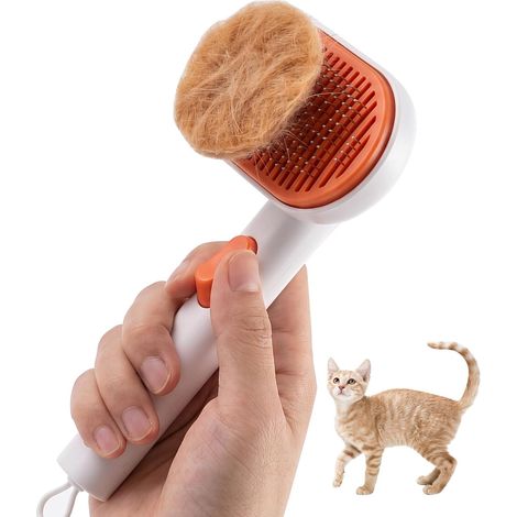 Brosse autonettoyante – Brosse de toilettage haute densité pour l'élimination des poils morts, picots fins adaptés aux poils longs et courts, massage quotidien (1/5)