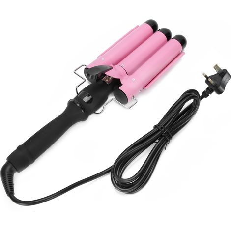 Fer à friser triple tube LCD 28mm/1,1 pouce, lisseur ondulateur professionnel à cheveux, outil coiffure électrique avec prise UK (1/5)