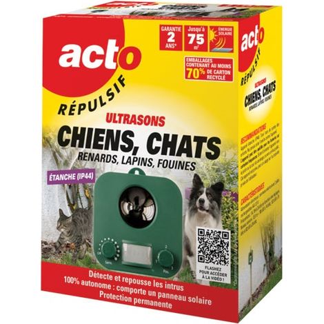 Répulsif ultrason pour chiens et chats – Détection infrarouge 8m – Émissions réglables 14/19/24 kHz – Autonome solaire IP44 – Retro (1/5)