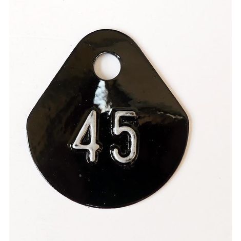 Chiffre goutte d'eau fond noir (à l'unité) estampé "45" en relief blanc hauteur d'écriture 11mm DERANCOURT