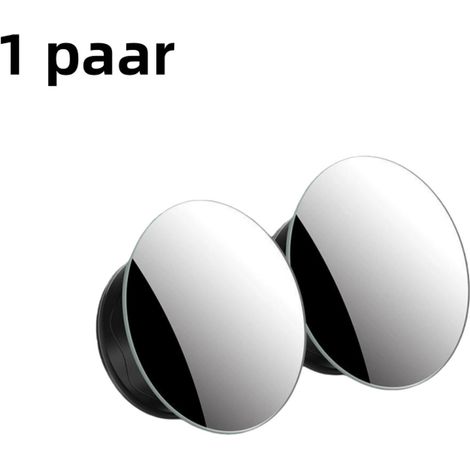 Lot de 1 paire de petits rétroviseurs ronds pour voiture haute résolution 360 degrés bombé réglable aide à la marche arrière miroir pour angle mort fixation par ventouse sans cadre noir