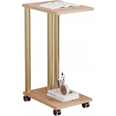 Table d'appoint sur roulettes - table d'appoint mobile pour salon de style loft (1/5)