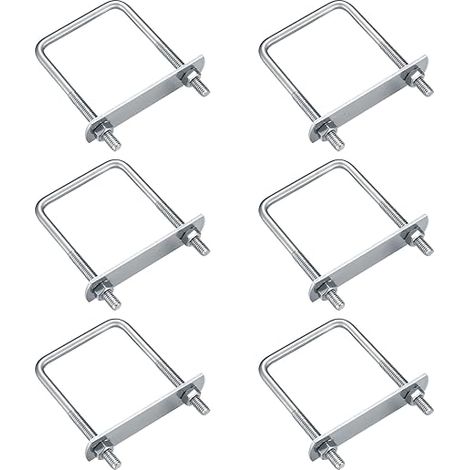 6 Pièces Boulons en U, M6 U-Bolts, Boulons de U en Acier Inoxydable avec Écrou Plaques Rondelle, Boulons de Serrage Fixation pour Fixation Tuyaus (Angle droit 80x50mm)