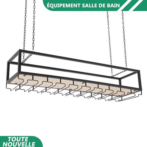 WAOBDLA Plafond verre de vin porte-verre de rack hauteur réglable avec chaînes suspendues (1/5)
