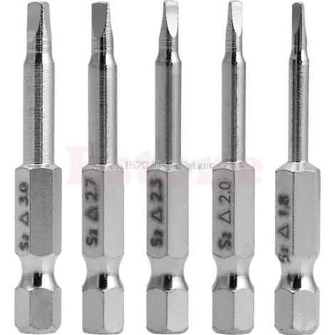 Lot de 5 embouts de tournevis magnétiques triangulaires en acier inoxydable S2, tige hexagonale 1/4", 50 mm L057 Nouveauté (1/5)
