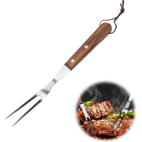 Fourchette à découper 33cm en bois pour barbecue, grillade et cuisine, pique à viande professionnelle, ustensile de rôtisserie pour restaurant et usage domestique (1/5)