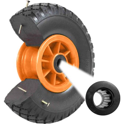 Sackkarrenrad Vollgummi 260x85 mm 3.00-4 Achsenlager 75 mm PU Ersatzrad Rad Nabenversatz orange (1/4)