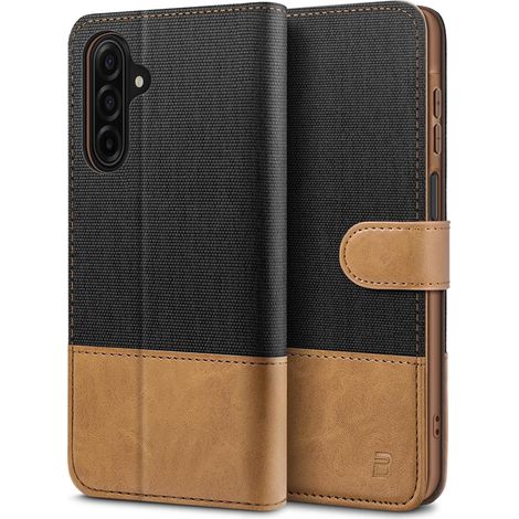 BEZ Coque pour Samsung A17 5G, Etui pour Samsung Galaxy A17 5G Housse en Cuir de Protection, Portefeuille en Cuir Polyuréthane, Crochet, Pochette pour Monnaie, Fermeture Magnétique, Noir (1/5)