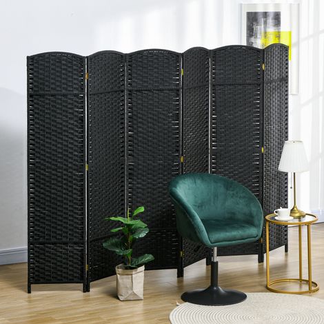 Biombo Separador de Ambientes de 6 Paneles Biombo Plegable 240x170 cm para Salón Dormitorio Oficina Negro (1/5)