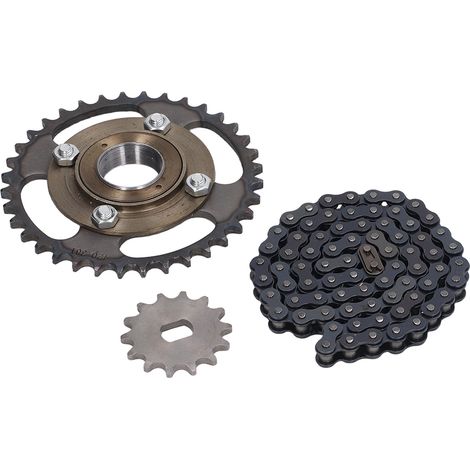 Jeu de transmission vélo : pignon 36 dents, manivelle 14 dents, chaîne 76 maillons, acier 420. (1/5)