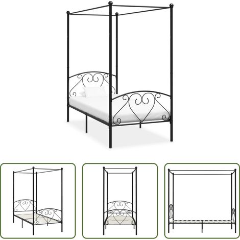 Himmelbett -  Himmelbett-Gestell Schwarz Metall 90 x 200 cm (1/5)