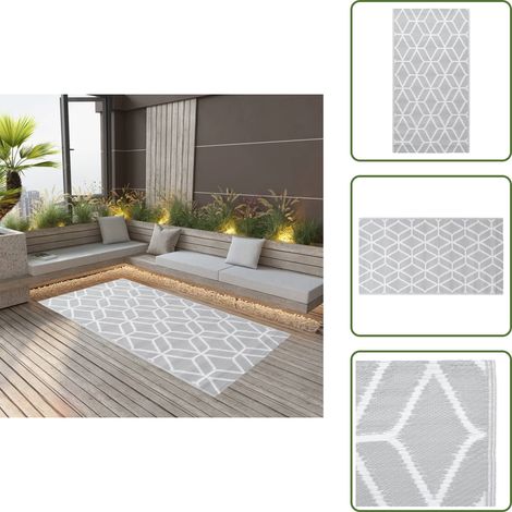 Tapis d'extérieur ARAKIL Gris 120x180 cm PP - Tapis Exterieur - Tapis De Terrasse - Tapis De Balcon - Motif Jacquard - Tapis Design (1/5)