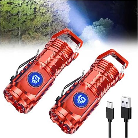 Monstre à Trois Yeux Mini Flash Super Puissance Lampe Torche, Lampe de Poche Allemande à la Taille du Pouce, Mini Lampe Torche à Trois Yeux, Petite Lampe de Poche Extérieure Rechargeable et