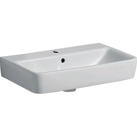 Lavabo Geberit Renova Compact, 60x37cm, trou de robinetterie au centre, Blanc