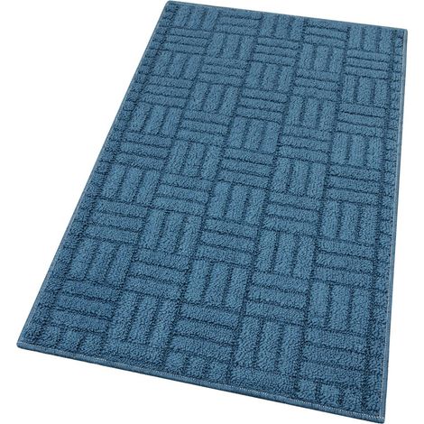 Tappeto Cucina Super Assorbente Tessitura 3D Tinta Unita Minimalista Moderno Blu - 50x80 Cm (1/4)