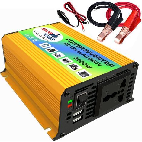 Inverter, 12V to 220V Voltage Converter, 300W, Modified Sine Wave AC Output, with 2 USB Ports and AC Power Outlet (1/5)