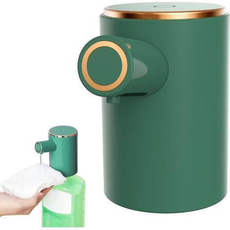 Distributeur de Savon Automatique avec Capteur Infrarouge,Chargement USB Distributeur Savon Liquide, Étache IPX4 Distributeur Savon Mousse pour Salle de Bain, Cuisine, Hôtel (Vert) (1/4)