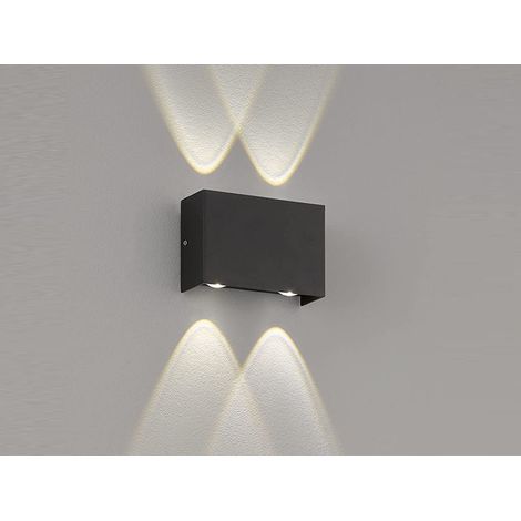 LED Außenwandleuchte NAIROBI Schwarz mit Up and Down Licht - 12cm breit (1/5)