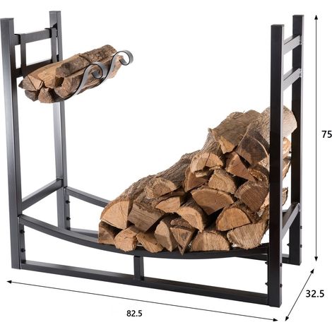Bc-elec - HMFR-16 Holzspeicher aus schwarzem Stahl 82.5x33X75CM, Brennholzregal, Blocklager (1/5)
