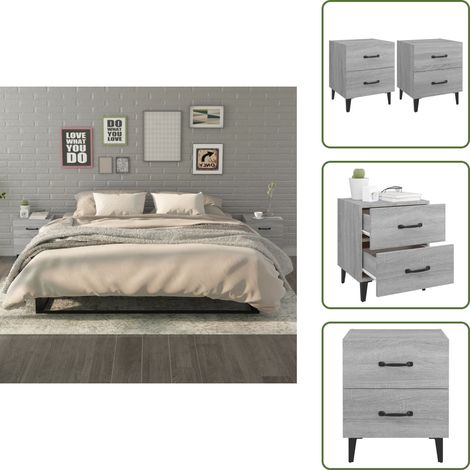 Comodino grigio sonoma - vidaXL Comodini 2 pz Grigio Sonoma 40x35x47,5 cm -