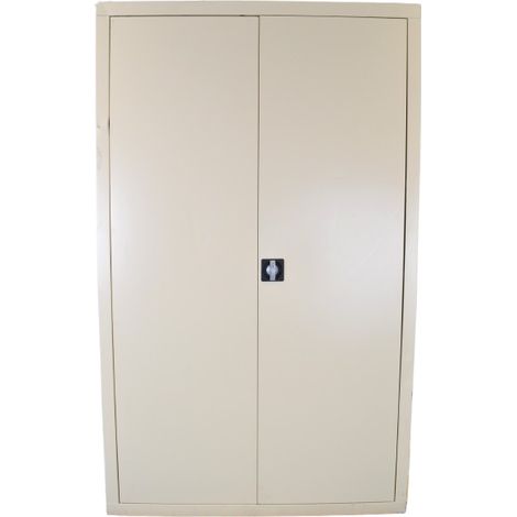 [JAMAIS UTILISE] Armoire Haute Monobloc à Portes Battantes Avec 5 Etagères Beige 120x45x198cm - AHB120X45X198