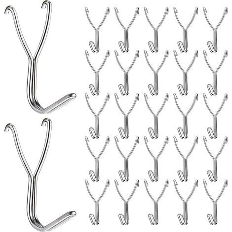 Lot de 50 crochets en acier inoxydable de 20 mm pour cuisine, garage, rangement, accessoires, outils d'établi, fournitures d'artisanat (1/5)