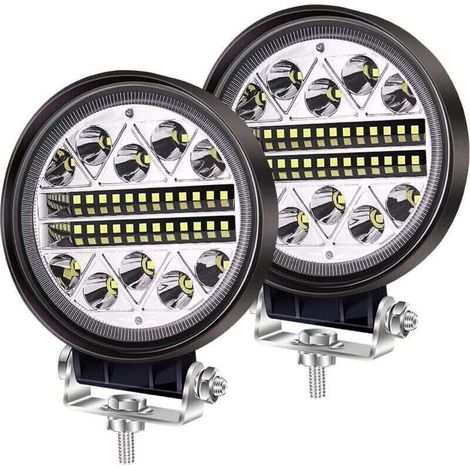 102W LED Travail lumière Offroad Conduite antibrouillards, 2PCS Rondes LED Pods Spot Flood Combo Lights 12V 24V Feux auxiliaires pour Camion Tracteur Voiture 4x4 ATV UTV SUV Bateau (1/4)