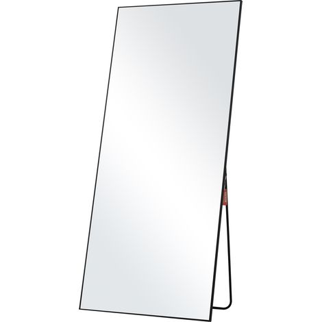 VEVOR Specchio a Figura Intera 1800 x 785 mm Specchio Extra Grande da Terra, Rettangolare, da Appendere o Appoggiare, con Telaio in Lega di Alluminio, Specchio da Toeletta per Camera da Letto, Nero