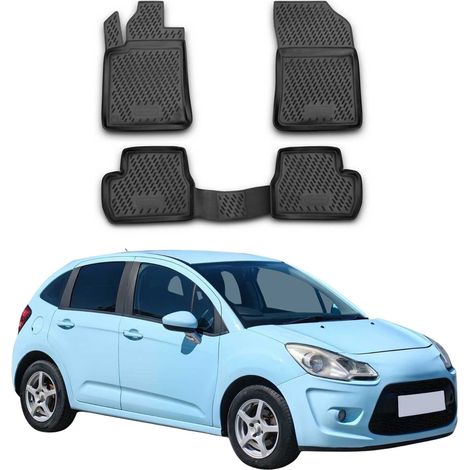 Tapis de Sol Compatible avec Citroen C3 DS3 2009-2015 Caoutchouc TPE Noir (1/5)