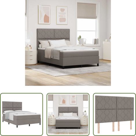 Matelas ferme-moyen -  Lit à ressorts avec matelas Taupe 160 x 200 cm tissu (1/5)
