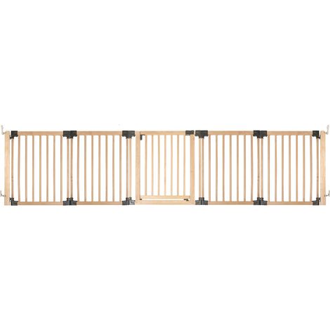 Safetots Wooden Multi Panel Room Divider, up to 336cm, Natural Wood, 76cm Tall, Flexible Room Divider for Baby and Toddler