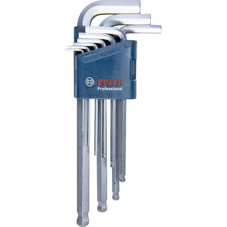 Bosch Professional - Juego de 9 llaves allen Hexagonales (acodadas, con cabezal esférico)
