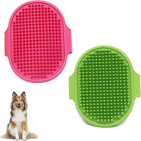 Brosse de beauté pour chats et chiens, brosse de bain pour shampoing pour animaux, peigne de massage apaisant en caoutchouc avec poignée à anneau réglable - Style 2 (1/5)