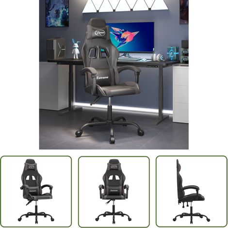 vidaXL Gaming-Stuhl Drehbar Schwarz und Grau Kunstleder (1/5)