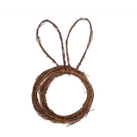 DIY-Hasenkranz aus Weidenreben, Osterhasenkranz, faltbarer Hasen-Rattan-Girlandenkranz für Hof- und Gartendekoration (1/5)