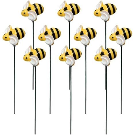 QORVA-10 Pièces Piquets De Jardin D'abeilles Décor Ornements d'art De Cour Printemps Été Résine Bourdons Piquets De Jardin Avant Cour Art Pics Floraux pour Allée Patio