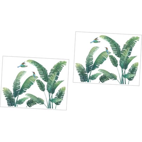 2 Ensembles Sticker Feuille De Tortue Feuilles De La Jungle Sticker Mural Feuilles De Monstera Décorations D'automne Pour La Maison Décor Vert Pvc Plantes Vertes Vertes (1/5)