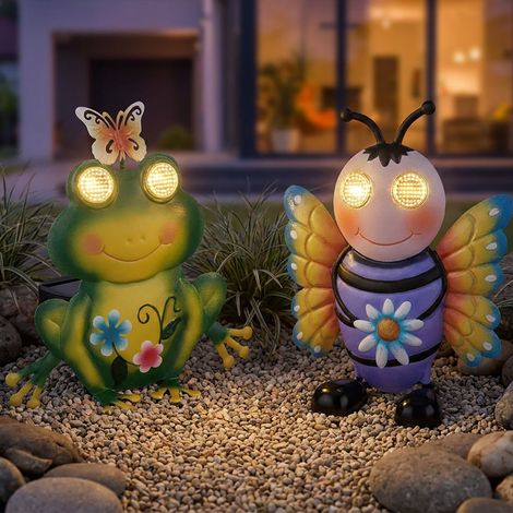 2x LED Lampe solaire Lampe solaire extérieure multicolore matte Abeille Design Grenouille H 22 cm (1/5)
