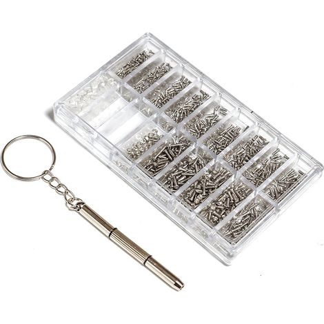 Lot de 1000 Minuscule Réparation Vis Écrou Assortiment Outil Kit pour Lunettes Téléphone Portable Montres Lunettes de Vue (1/4)