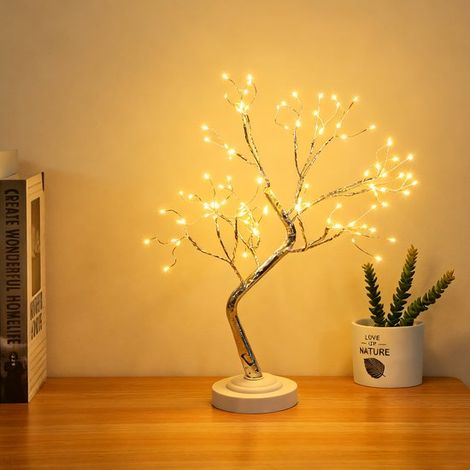 Sapin lumineux avec branches lumineuses - USB et piles - Télécommande incluse - Branches de Noël - Salon - Chambre - Décoration - Veilleuse - Lumière blanc chaud (1/5)